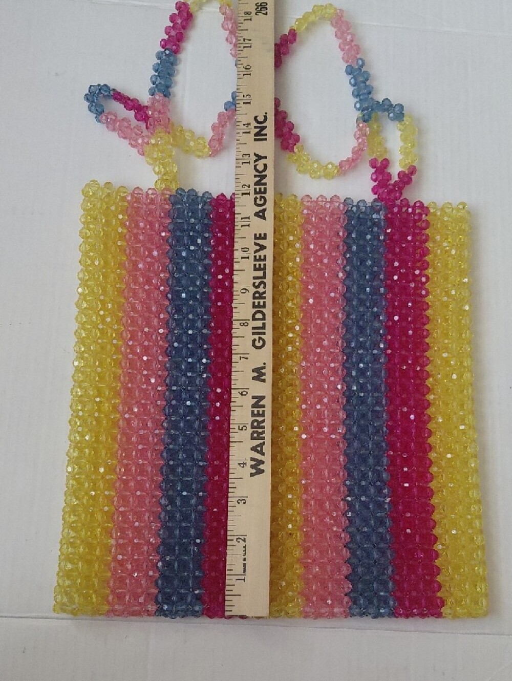FOREVER 21 Womens Multicolor Colorful Beaded Stripe Shoulder Bag 12"x11" EUC - Picture 4 of 9